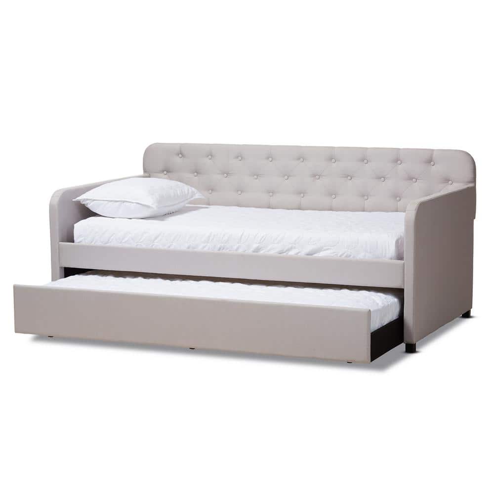 Baxton Studio Rebecca Daybed with Trundle Light Beige Full