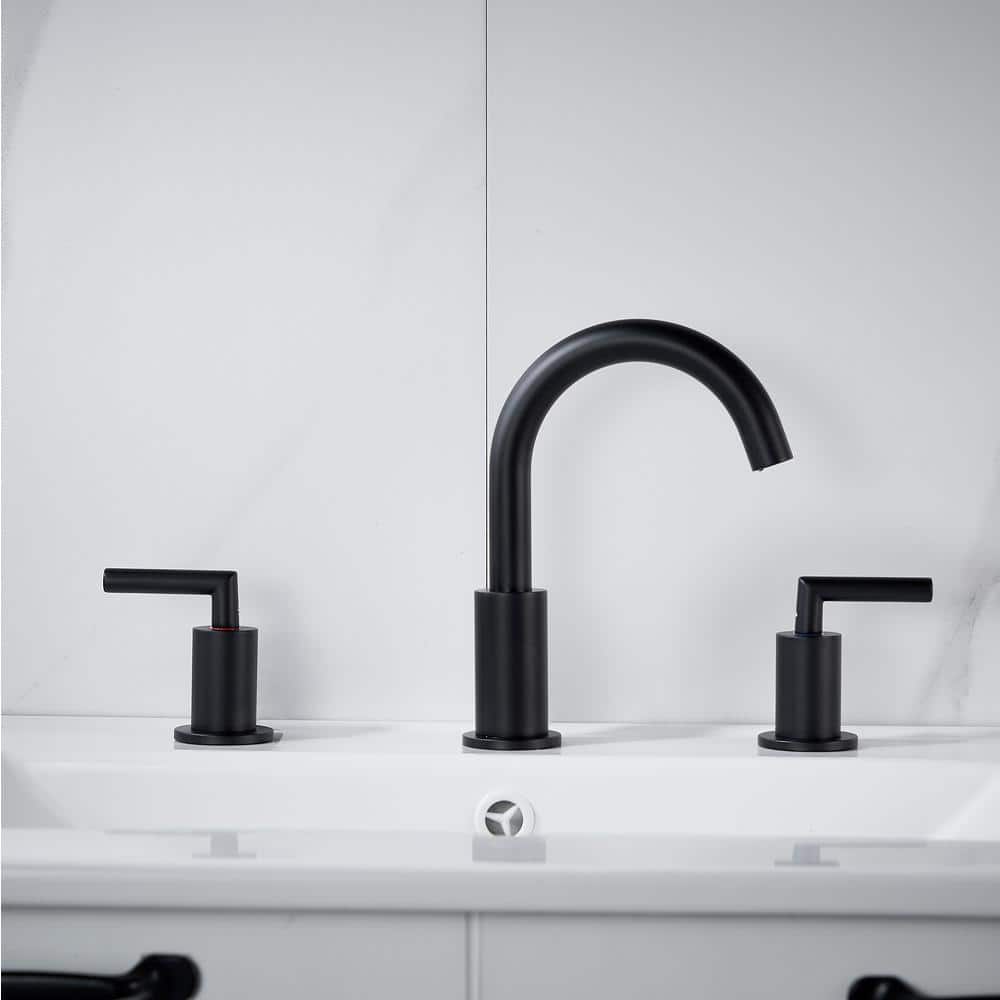 Matte Black Brass 8-inch Widespread Bathroom Faucet