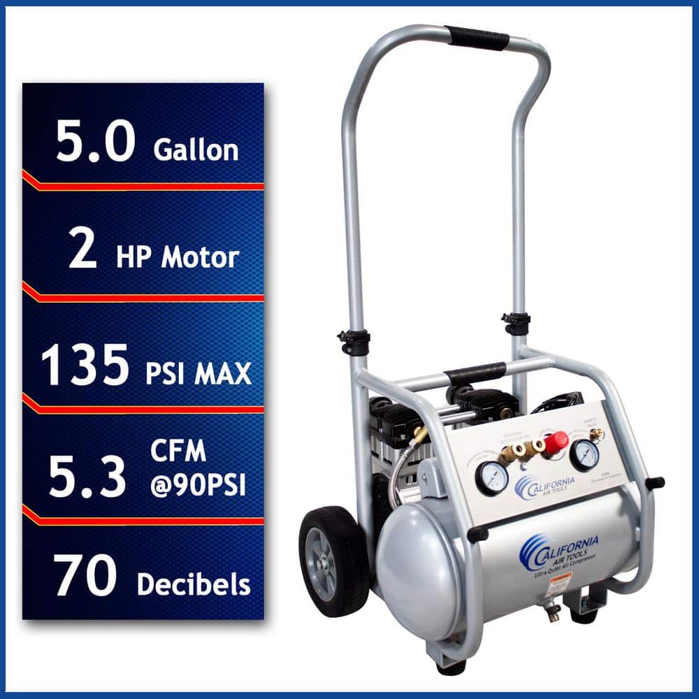 California Air Tools 5020W 5Gal. 2 Horsepower, UltraQuiet and Oil