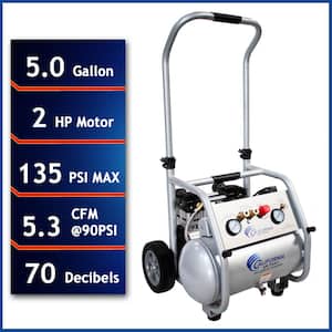 5020W 5-Gal. 2 Horsepower, Ultra-Quiet and Oil-Free Rugged Electric Air Compressor 110-Volt