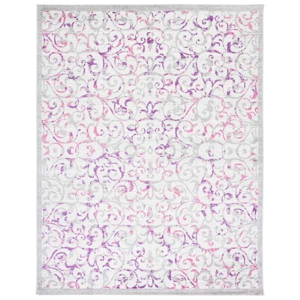 Skyler 9 ft. x 12 ft. Ivory/Pink Floral Geometric Area Rug