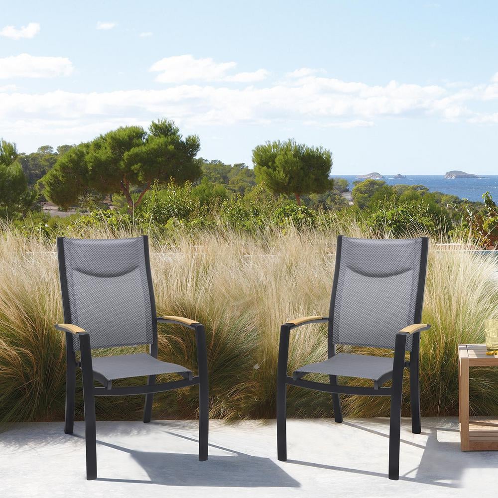 Panama Black Stacking Aluminum Outdoor Dining Chair (Set of 2)