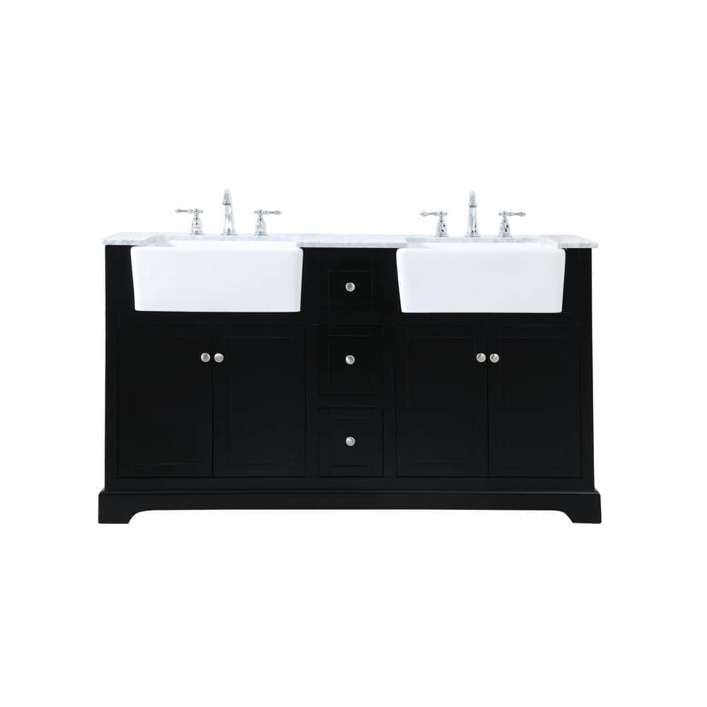 Simply Living 60 in. W x 22 in. D x 34.75 in. H Bath Vanity in Black with C