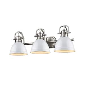 Duncan 3-Light Pewter Bath Light with White Shade