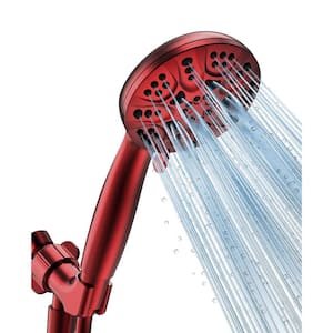 Superior 6-Spray Wall Mount Handheld Shower Head 1.8 GPM in Red with 59 in. Hose