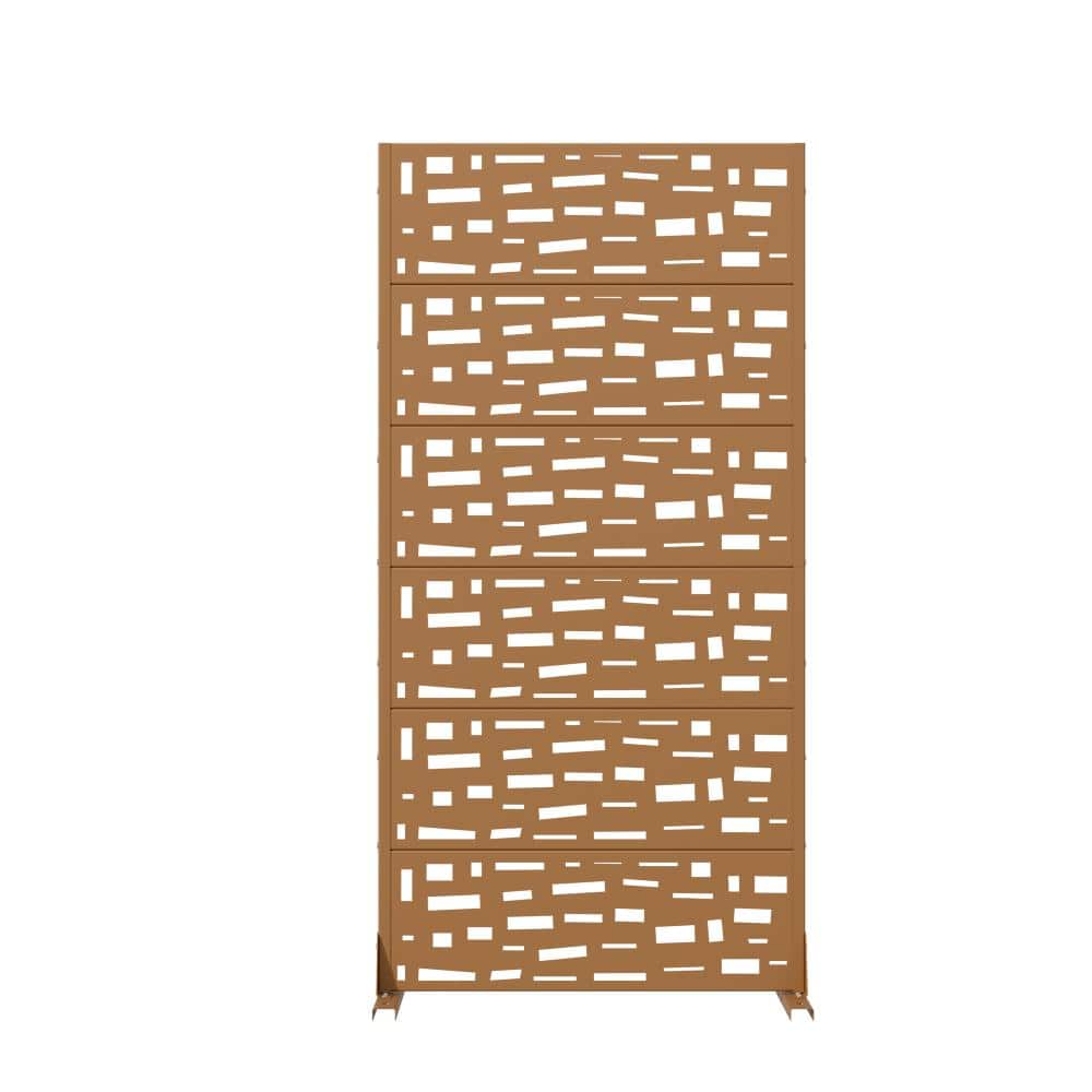 72 in. H x 35.5 in. W Outdoor Brown Galvanized Steel Decorative Garden Fence Privacy Screen