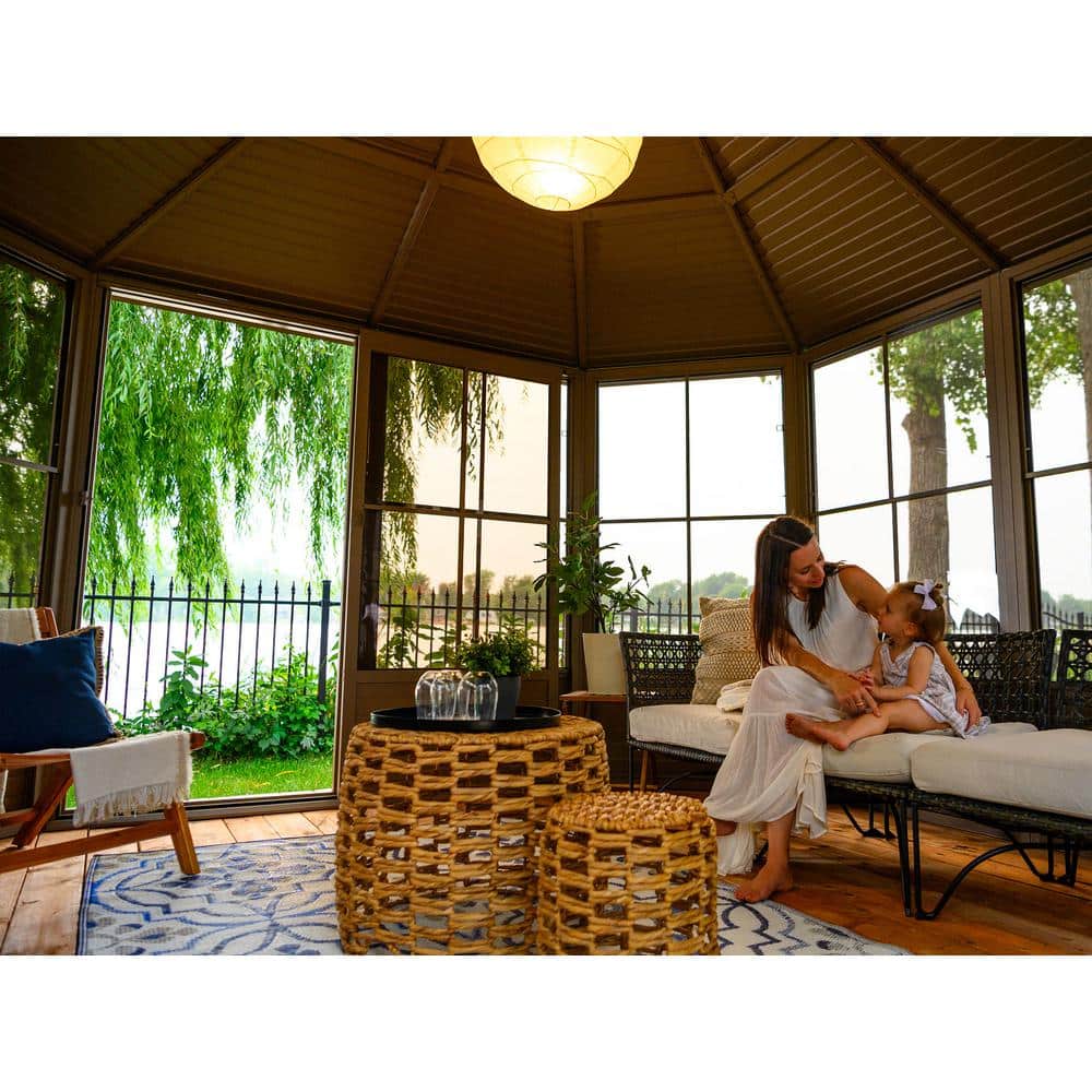 Sand 12 ft x 12 ft Aluminum and Steel Octagonal Solarium