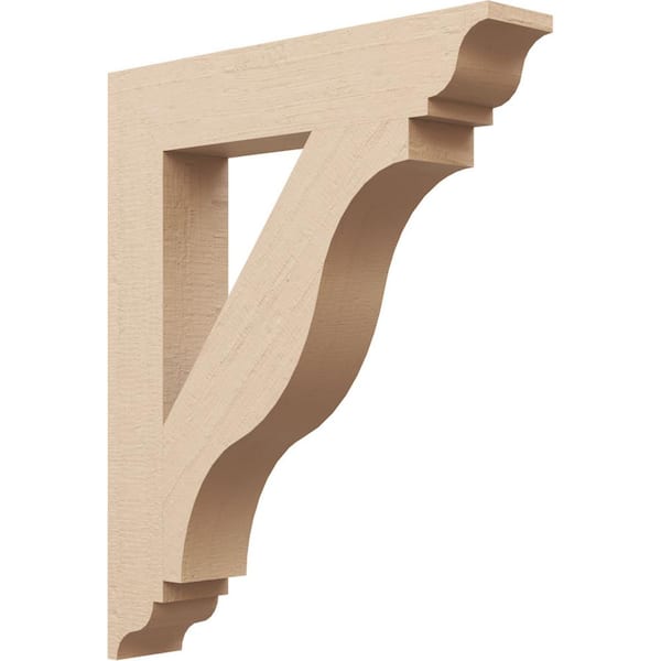 Ekena Millwork 3.5 in. x 24 in. x 20 in. Funston Traditional Rough Cedar Woodgrain Timberthane Polyurethane Bracket, Primed Tan