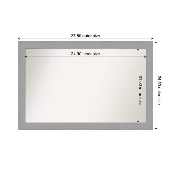Amanti Art Brushed Nickel 37.5 in. x 24.5 in. Custom Non-Beveled Recycled Polystyrene Framed Bathroom Vanity Wall Mirror