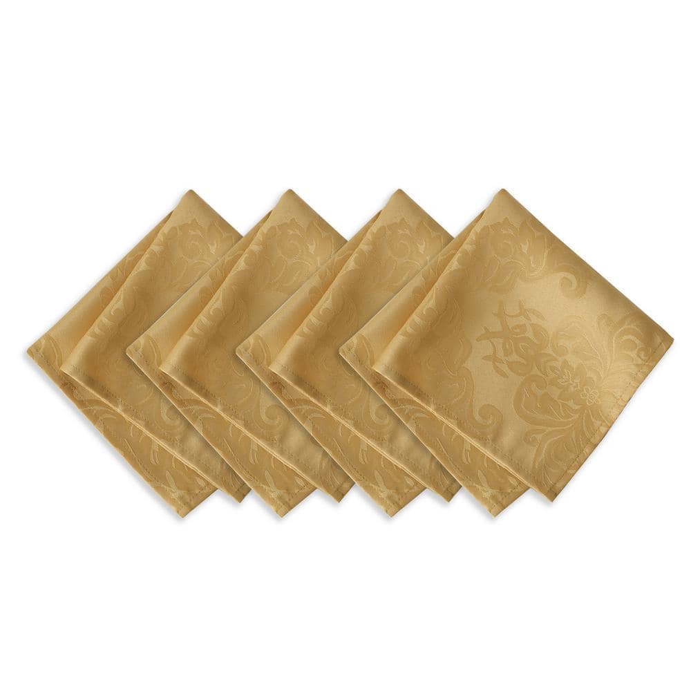 Barcelona Gold Jacquard Damask Stain Resistant Napkin Set of 4