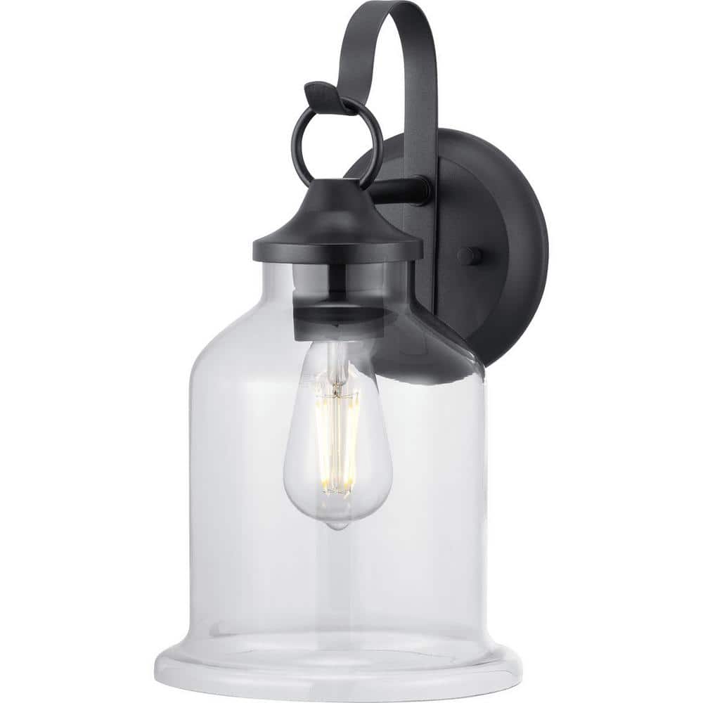 Lindberry 1-Light 14.5 in. Textured Black Outdoor Wall Lantern with Clear Glass price history on PriceWatchPro