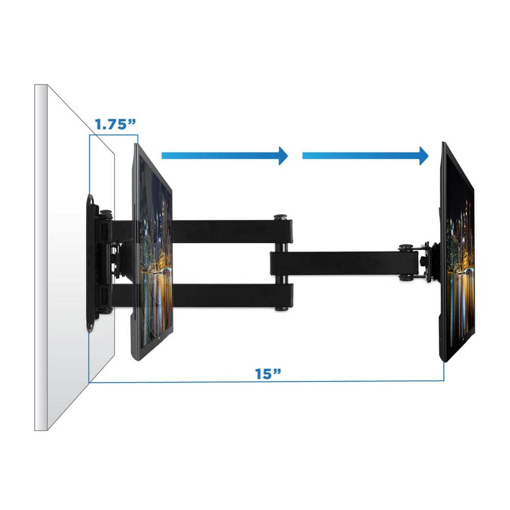 Black Full Motion TV Wall Mount for 19-27 Inch Screens