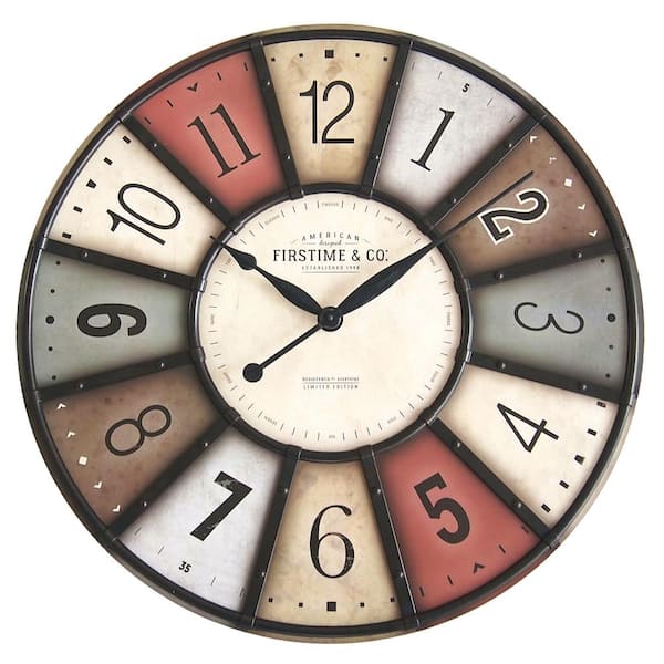 FirsTime & Co. 27 in. Color Motif Multicolor Wall Clock 31033 The