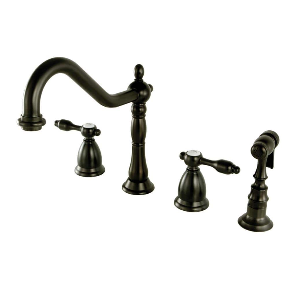 Kingston Brass Tudor 2-Handle Standard Kitchen Faucet with Side Sprayer ...