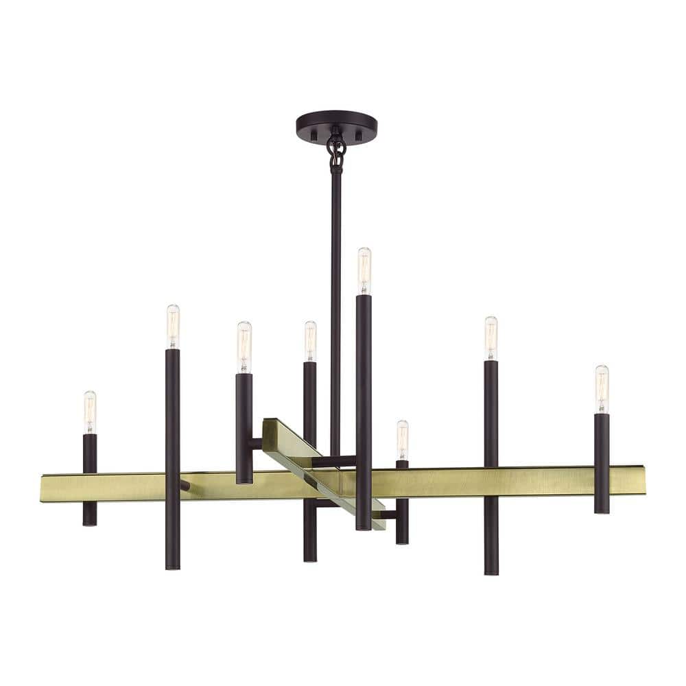 Livex Lighting Denmark 8-Light Bronze with Antique Brass Accents