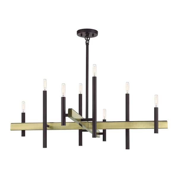 Denmark 8-Light Bronze with Antique Brass Accents Chandelier