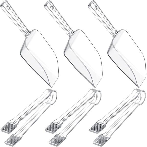 6-Piece Clear Mini Buffet Tongs and Scoop Set, Plastic Serving Tongs for Candy, Dessert and Coffee Bar