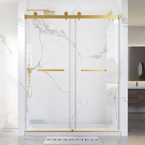 66 in. -72 in. W x 76 in. H Double Sliding Frameless Shower Door with 5/16 in. (8 mm) Tempered Clear Glass