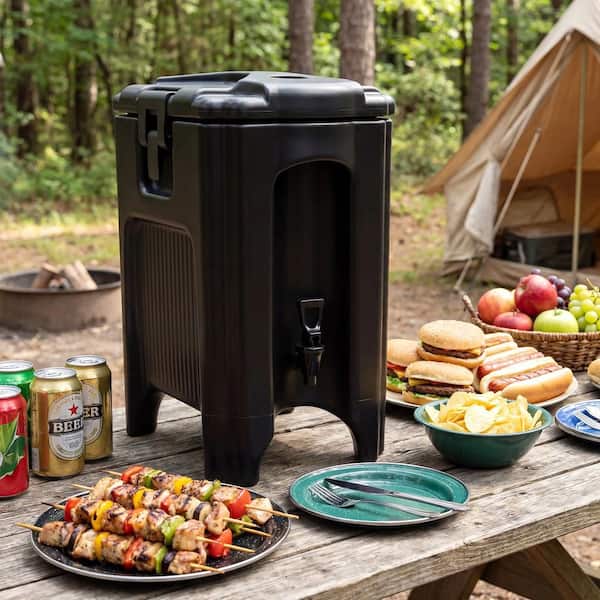 Insulated Beverage Dispenser w/Ergonomic Handles & Drip-Proof Faucet for Party Plastic
