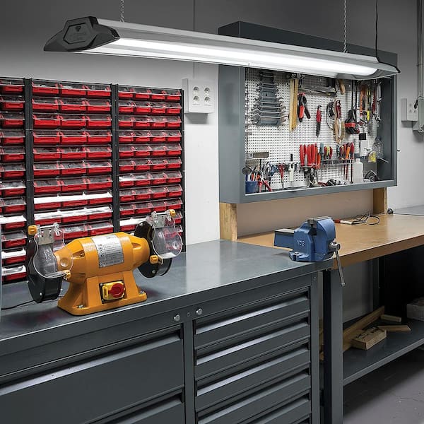 Commercial Electric 4 ft LED Garage Workshop Linkable Matte Black