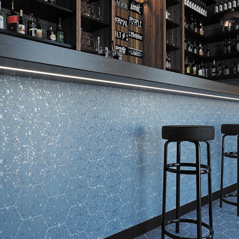 Terra Mia Matte Blue Hexagonal Porcelain Wall and Floor Tile