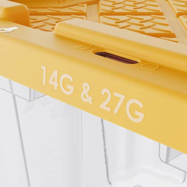 HDX 27 Gal. Tough Storage Tote in Clear with Yellow Lid (4-Pack