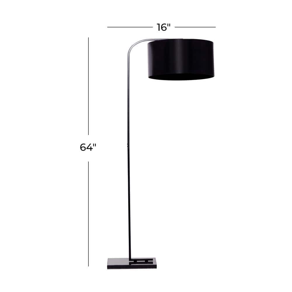 Elegant Matte Black Metal Floor Lamp with Marble Base