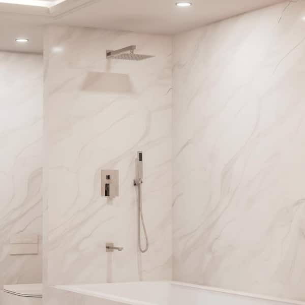 Crozet 3-Spray Wall Mount Tub and Handheld Shower Head Shower Faucet 2.5 GPM in. Polished Chrome(Valve Included)