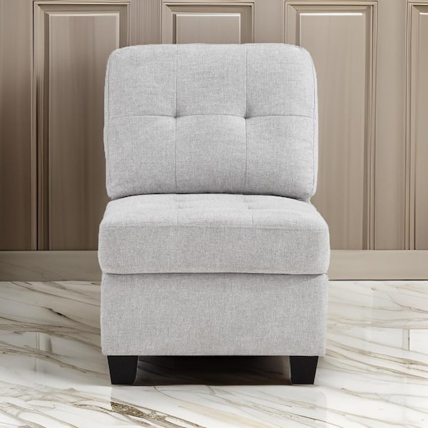 Benjara Seh 24.25 in. Armless Fabric Rectangle Sofa in. Gray and Black