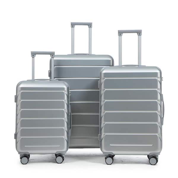 Lavor 3-Piece Silver ABS Hardside Spinner Wheel Luggage Set with Combination Lock