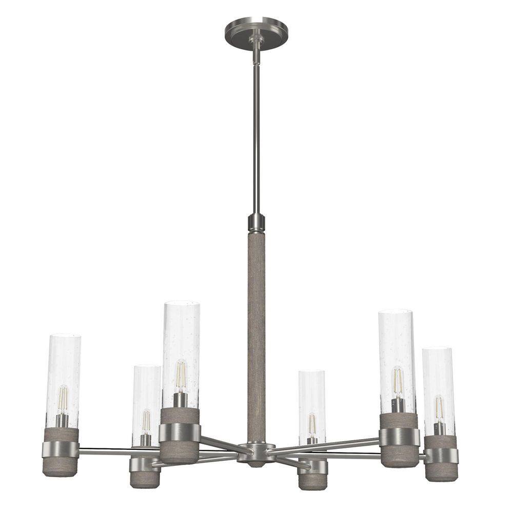 Hunter River Mill 6Light Brushed Nickel Candlestick Chandelier with