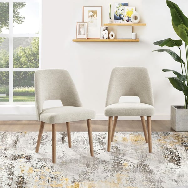 Ralston Dining Chair in Linen Fabric with Medium Oak Legs 2 Pack