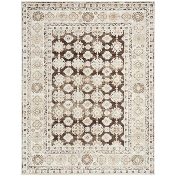 Nourison Dekor Ivory Brown 5 ft. x 7 ft. Medallion Traditional Area Rug
