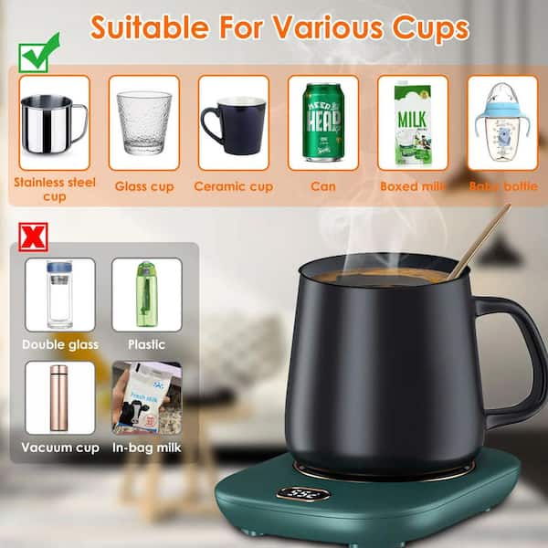 Anqtovp Electric Coffee Mug Warmer Auto Shut off USB Tea Milk Beverage Cup Heating Plate with 3 Temperature Setting, Green