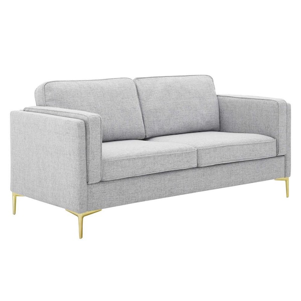 Modway Kaiya 71 in. Light Gray Solid Performance Fabric 2-Seater Square ...