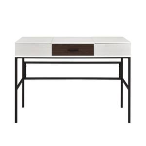 Verster 42 in. Rectangular Wood Natural and Black Finish with USB Port Writing Desk