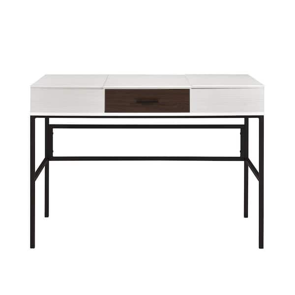 Venetian Worldwide Verster 42 in. Rectangular Wood Natural and Black Finish with USB Port Writing Desk