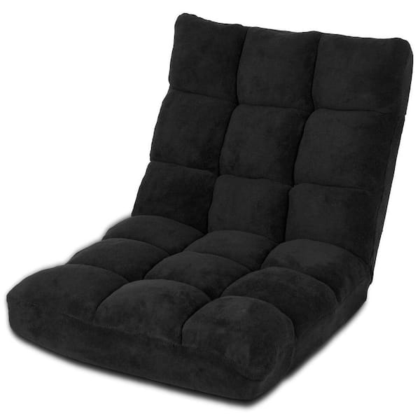 HONEY JOY Black Adjustable 14-Position Floor Chair ,Padded Gaming Chair Lazy Recliner