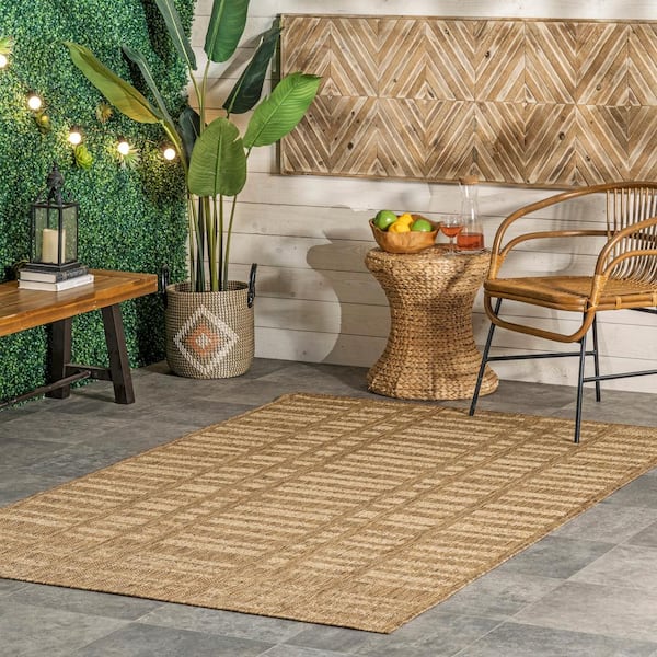 Marin Contemporary Beige 5 ft. x 8 ft. Indoor/Outdoor Patio Area Rug