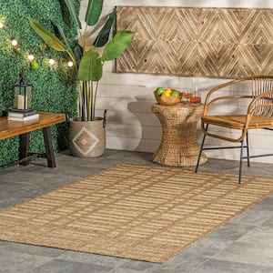 Marin Contemporary Beige 6 ft. 7 in. x 9 ft. Indoor/Outdoor Patio Area Rug