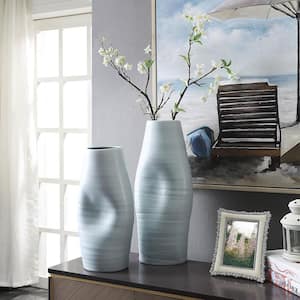 Guzzi Spat - Light Blue Tall Indented Ceramic Vase