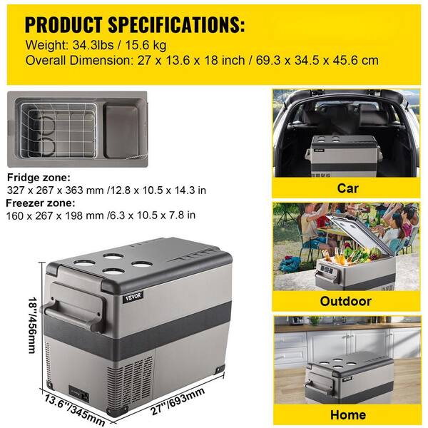 VEVOR 0.7 cu. ft. Mini Fridge in Grey 30-Can without Fridge and Application  Control Car Fridge for Travel Camping and Home BXYSSCZBXSH-C2001V1 - The  Home Depot