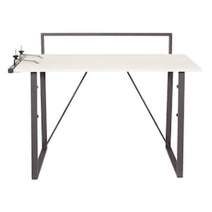 49 in. Rectangular Light Gray/White Standing Desk with Solid Wood Material