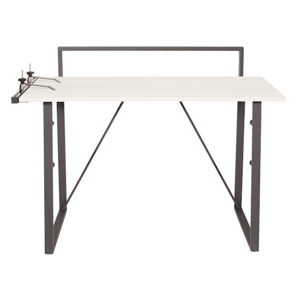 OSP Home Furnishings 49 in. Rectangular Light Gray/White Standing Desk with Solid Wood Material