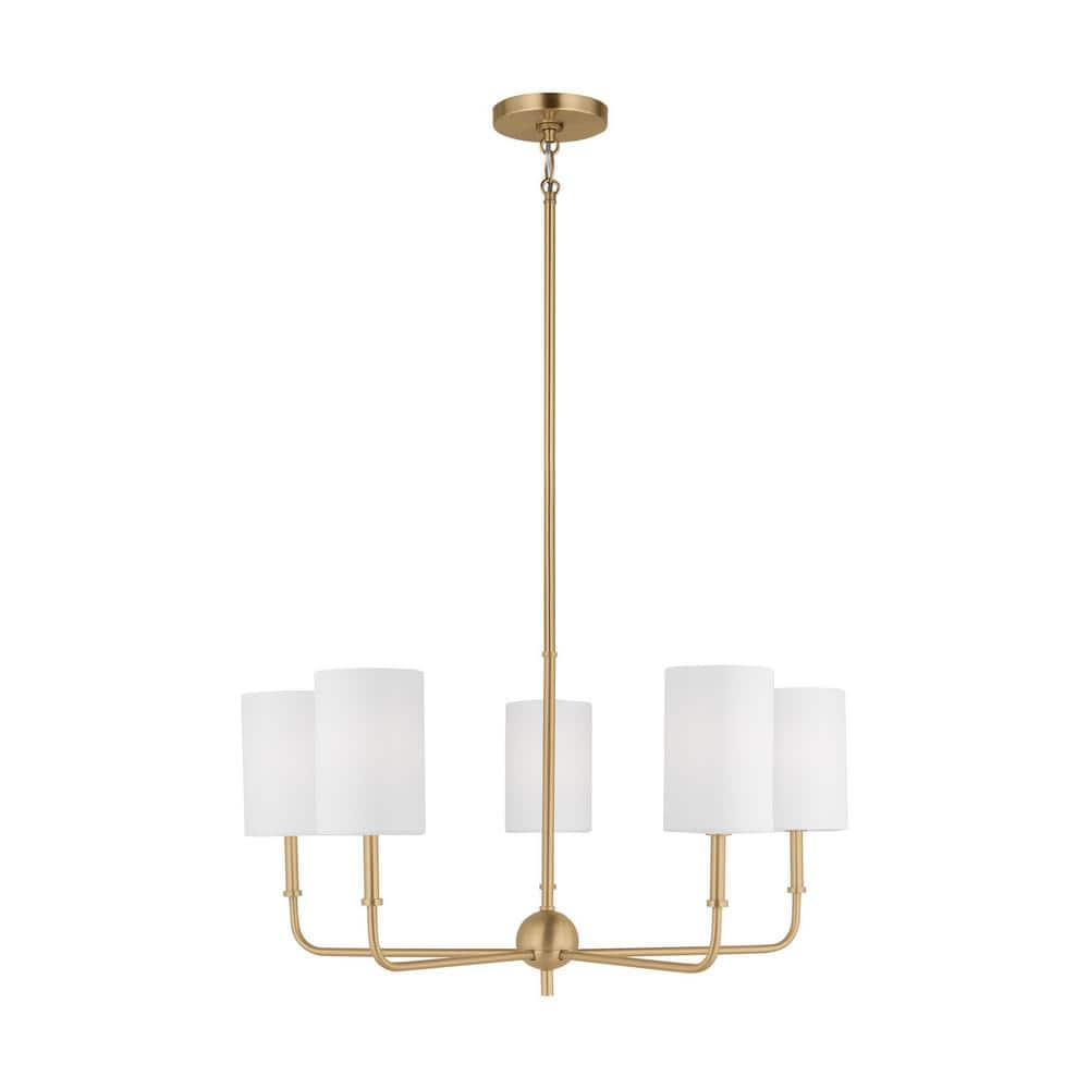 Reviews for TIELLA Sernatra 5Light Satin Brass Chandelier with White