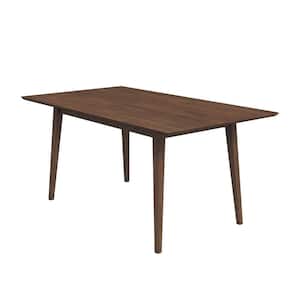 Aven 63 in. Mid Century Modern Style Solid Wood Walnut Brown Frame and Top Rectangular Kitchen Table (Seats 6)