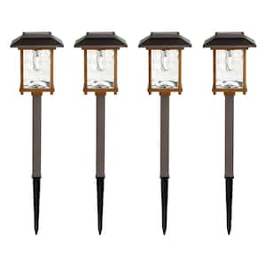 Parkwood 14 Lumens Bronze and Gold Vintage Bulb LED Outdoor Solar Path Light with Water Glass Lens (4-Pack)