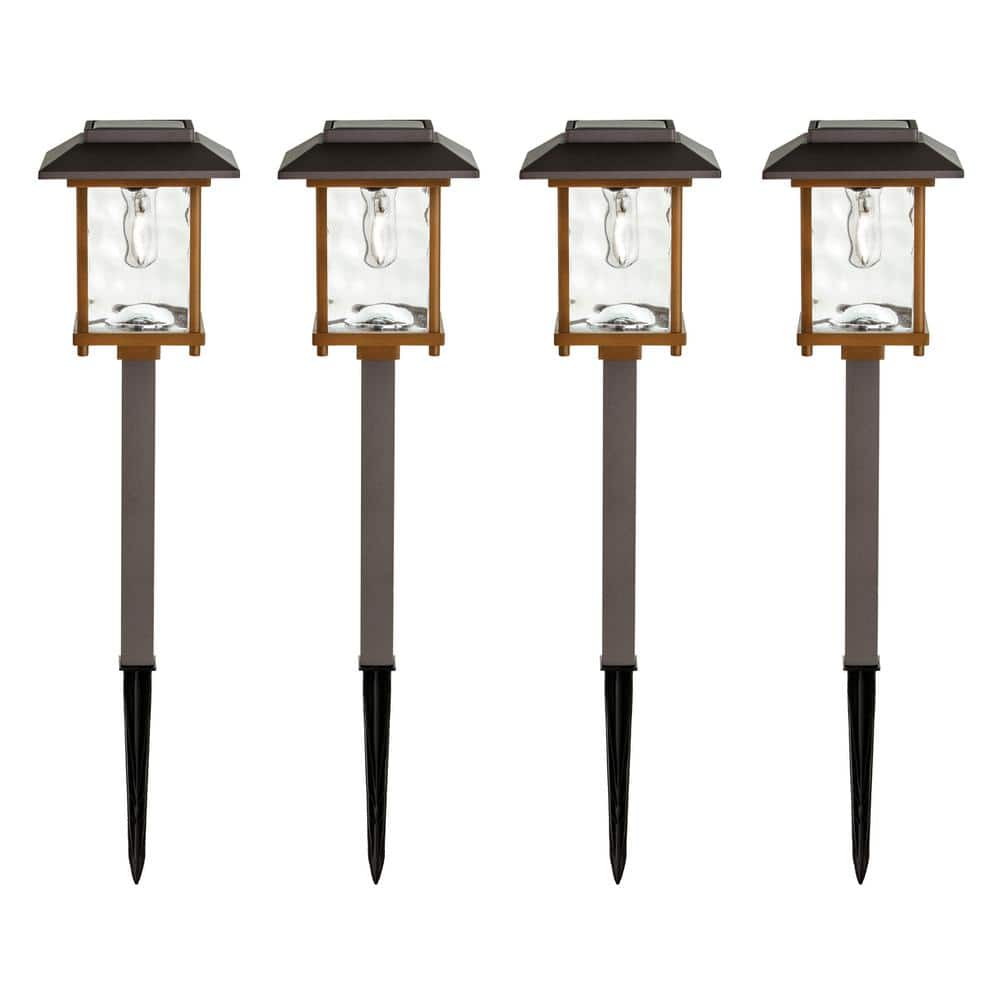 Hampton Bay Parkwood 14 Lumen Bronze 2-Tone Finish LED Weather Resistant Outdoor Solar Path Light with Glass Lens (12-Pack) 52300-024