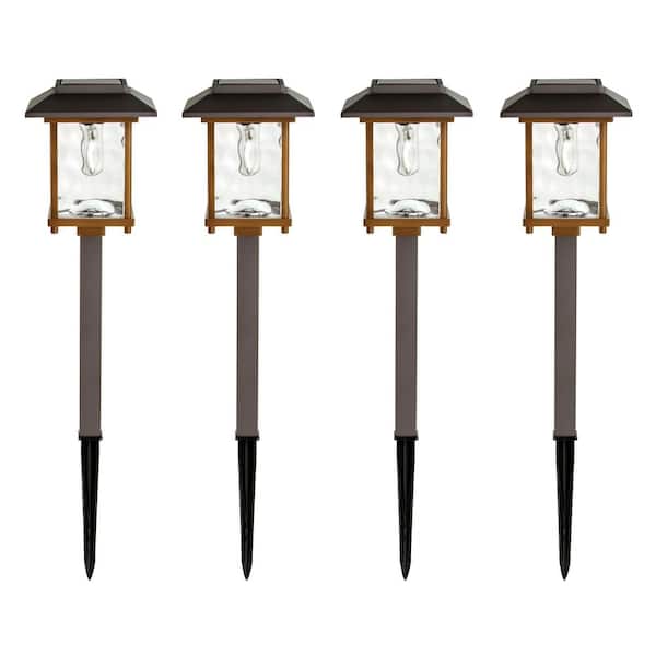 Parkwood 14 Lumen Bronze 2-Tone Finish LED Weather Resistant Outdoor Solar Path Light with Glass Lens (4-Pack)