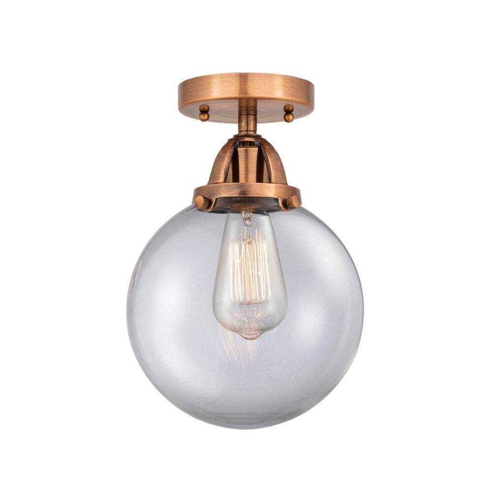 Beacon 8 in. 1-Light Antique Copper Industrial Semi-Flush Mount with Clear Glass Shade price history on PriceWatchPro